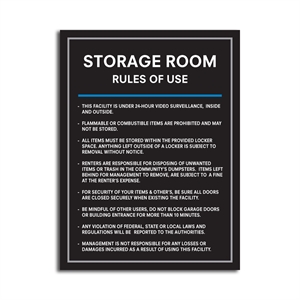 Picture of ITEM A23 - STORAGE ROOM RULES